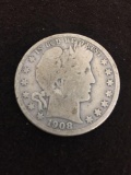 1908-D United States Barber Half Dollar - 90% Silver Coin
