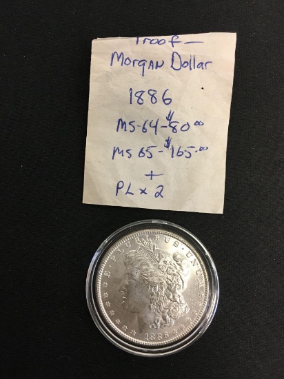 1886 United States Morgan Silver Dollar - 90% Silver Coin - Proof Like