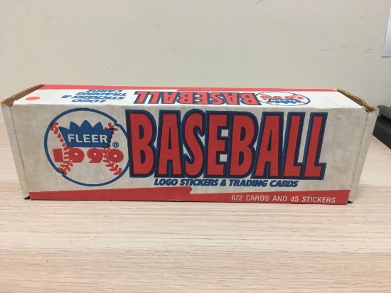 Fleer 1990 Baseball Logo Stickers & Trading Cards Box (672 Cards and 45 Stickers) - Factory Sealed