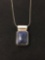 Mexican Made Bezel Set 16x13mm Cushion Sodalite Sterling Silver Pendant & 18