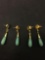 Two Matched Pairs of Gold-Tone Alloy Natural Green Jade 2