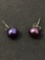 Pair of 8mm Round Black Pearl Sterling Silver Button Earrings