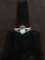 Heart Shaped 6x6mm Turquoise Inlaid Sterling Silver Claddagh Ring Band - Size 8