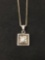 Square Woven Motif Sterling Silver Pendant w/ 18