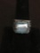 Indonesian Styled Heavy Vintage Sterling Silver Ring Band w/ 10mm Square Murano Glass - Size 7.5