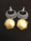 Lot of Two Matched Pairs of Fashion Earrings, One 30mm Round Silver-Tone & 25mm Gold-Tone
