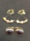 Lot of Two Matched Gold-Tone Alloy Pairs of Fashion Earrings, One Glass Bead Drop & Glass Bead Inlay
