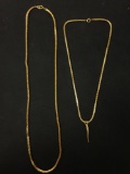 Lot of Two Gold-Tone Alloy Square Cable Link Chains, One 18