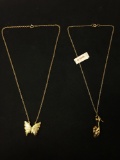 Lot of Two Gold-Tone Alloy Fashion Necklaces, One 16