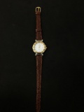 Rumours Designed Round 25mm Two-Tone Bezel Stainless Steel Watch w/ Leather Strap
