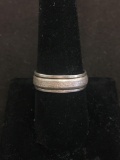 Textured & High Polished 6mm Wide Sterling Silver Spinner Ring Band - Size 9.5