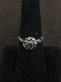 Handmade Sterling Silver Wire Wrapped & Bead Accented Ring Band - Size 6.5