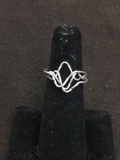 Four Interlocking Sterling Silver Puzzle Ring Band - Size 5