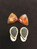 Lot of Two Teardrop Shaped Pairs of 1.25