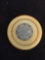 RARE Carved Ivory Coin W/ Gold Inlay 5 Units - Oriental?