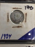 1934 United States Mercury Dime - 90% Silver Coin