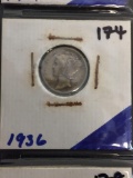 1936 United States Mercury Dime - 90% Silver Coin