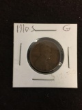 RARE Key Date US Lincoln Cent Wheat Penny - 1910-S