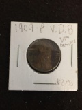 RARE Key Date US Lincoln Cent Wheat Penny - 1909-P VDB