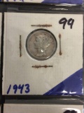 1943 United States Mercury Dime - 90% Silver Coin