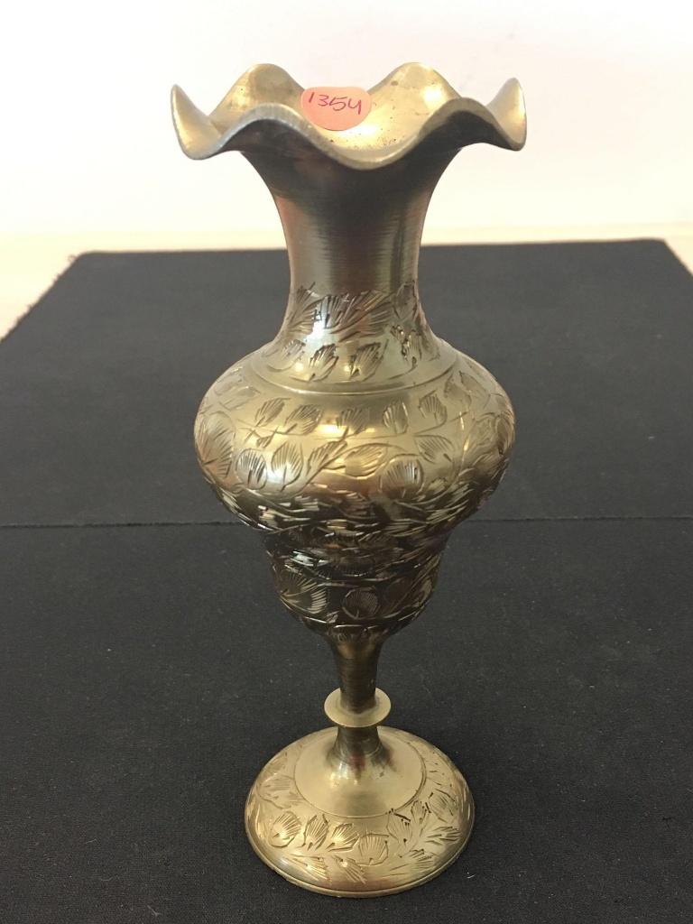 Lot Beautiful Antique Petite Fluted Brass Vase Made In India