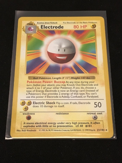 Pokemon Electrode Base Set Shadowless Rare Card 21/102