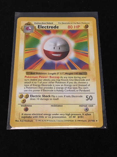 Pokemon Electrode Base Set Shadowless Rare Card 21/102