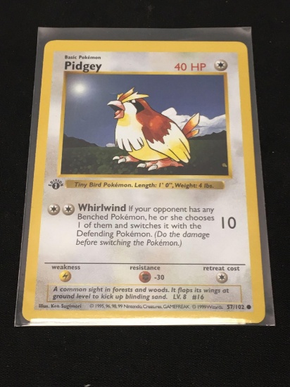 Pokemon Pidgey Baset Set Shadowless 1st Edition Card 57/102