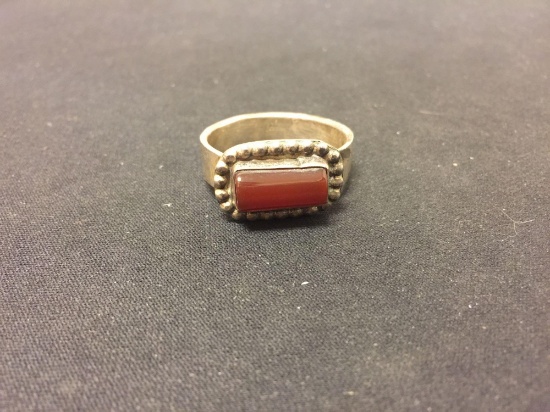 Extra Large Men's Sterling Silver & Carnelian Tribal Ring