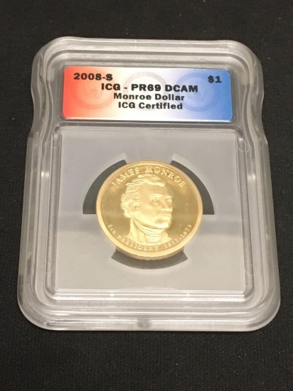 ICG Graded 2008-S Monroe Dollar Coin - PR69 DCAM