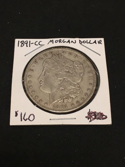 RARE 1891-CC United States Morgan Silver Dollar - 90% Silver Coin