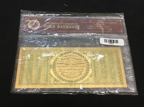 Certified US $100 Bill Style .999 24k Gold Plated Banknote