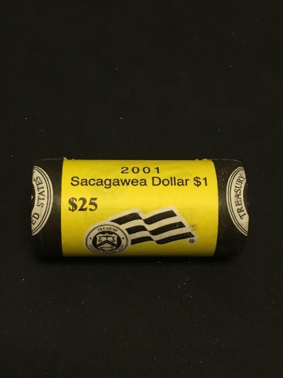 Roll of UNCIRCULATED $25 2001 Sacagawea Dollar Coins - $25 FACE