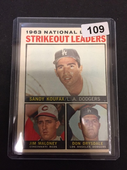 1964 Topps #5 NL Strikeout Leaders - Sandy Koufax Vintage Baseball Card