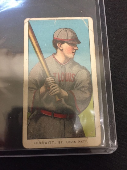 Authentic 1909-11 T-206 Piedmont Rudy Hulswitt Cardinals Vintage Baseball Card - Rare