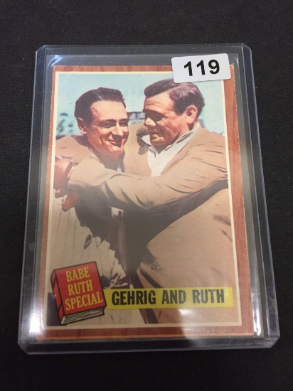 1962 Topps #140 Babe Ruth Special - Lou Gehrig & Babe Ruth Vintage Baseball Card