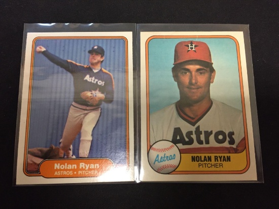 2 Card Lot of 1981 & 1982 Fleer Nolan Ryan Astros Vintage Baseball Cards