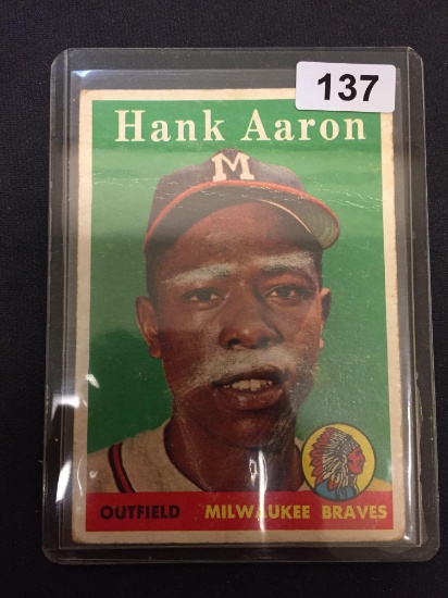 1958 Topps #30 Hank Aaron Braves Vintage Baseball Card