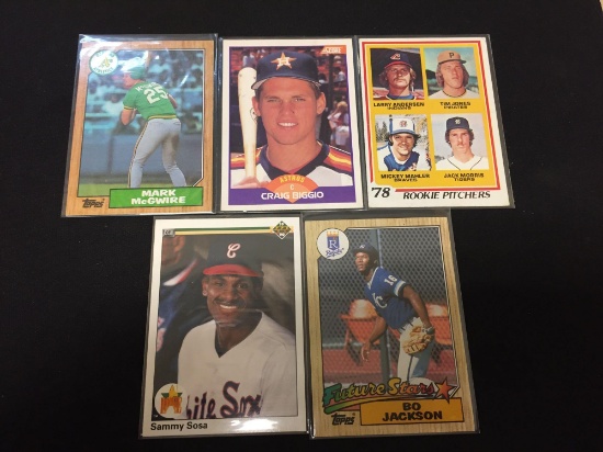 5 Card Lot of Baseball Rookie Cards - Bo Jackson, Jack Morris and More!