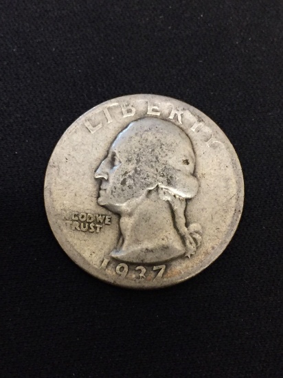 1937 United States Washington Quarter - 90% Silver Coin