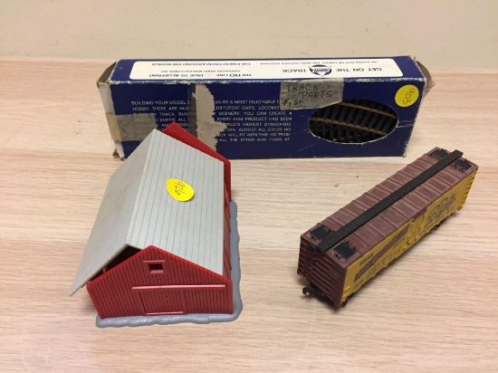 Model Train Lot - Car, Track, & House/ Barn