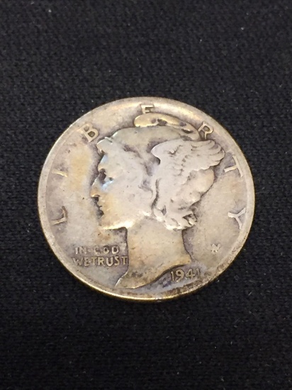1941-D United States Mercury Dime - 90% Silver Coin