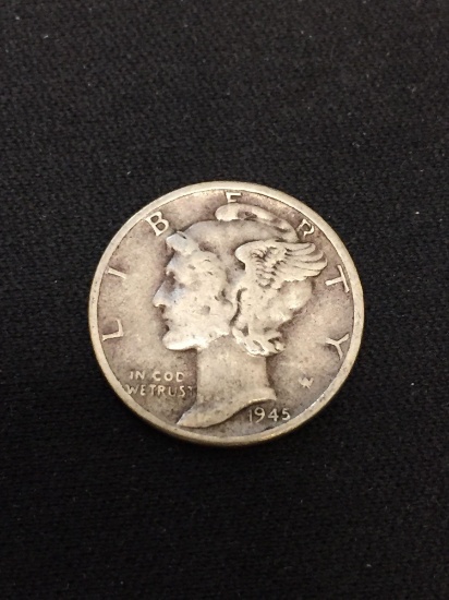 1945 United States Mercury Dime - 90% Silver Coin
