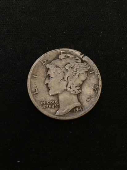 1941 United States Mercury Dime - 90% Silver Coin