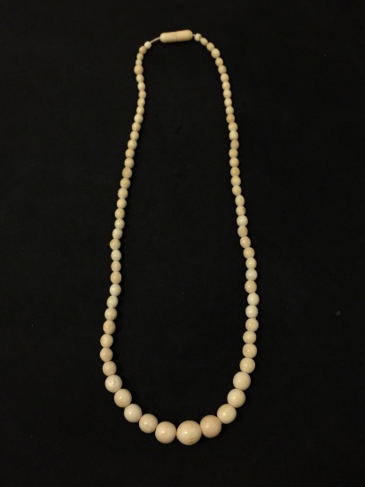 Graduating 3mm to 10mm Bone Beads Hand-Strung 18" Necklace