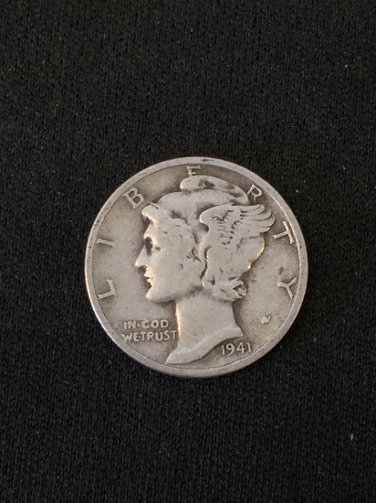 1941-D United States Mercury Dime - 90% Silver Coin