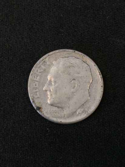 1955-S United States Roosevelt Dime - 90% Silver Coin