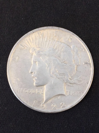 1922 United States Peace 90% Silver Dollar - AU Condition