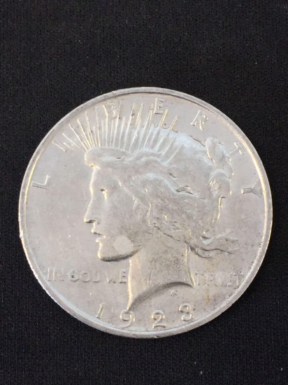 1923 United States Peace 90% Silver Dollar - AU Condition