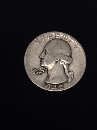 1942 United States Washington Quarter - 90% Silver Coin